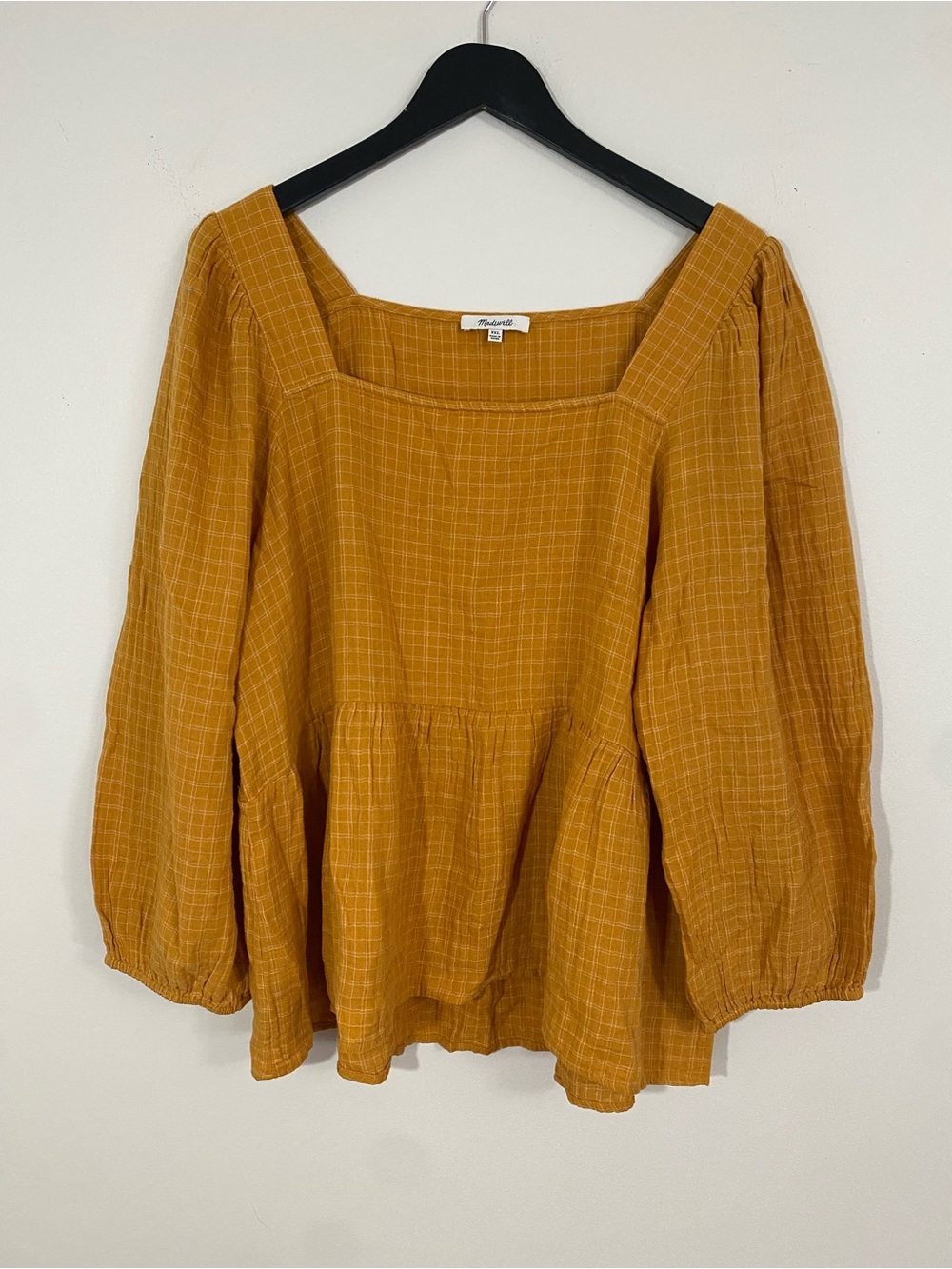 Madewell Millbrook Puff Sleeve Peplum Top XXL